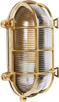 Sunluck Brass Bulkhead LightGrid Oval Nautical Wall LightLampshadeCeiling Mount LightingSauna Light Waterproof IP65Rust Resistantfor Wet Location BathSeasideShipBasementGarage