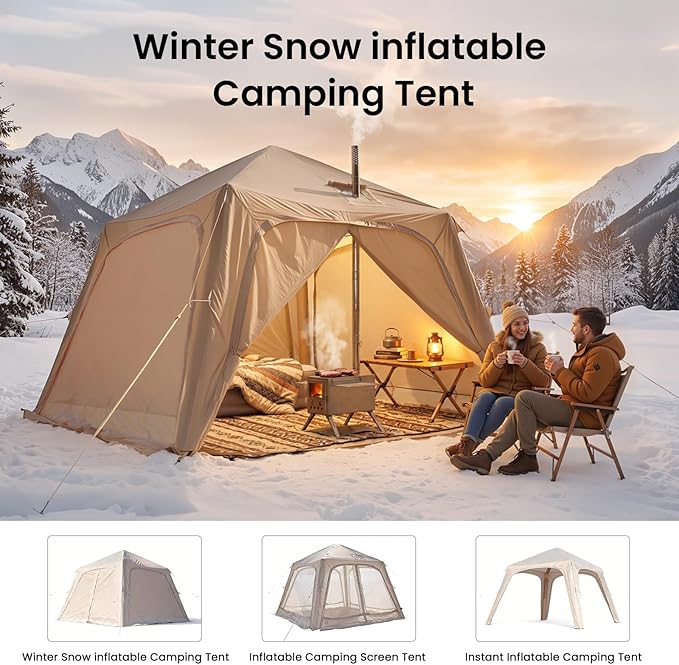 Inflatable Tents for Camping Large Blow Up Tent with Hand Pump Easy Setup InflatableTent 4 Season Tent Waterproof Oxford Air Glamping Tents for Camping Adult 4/6 Person