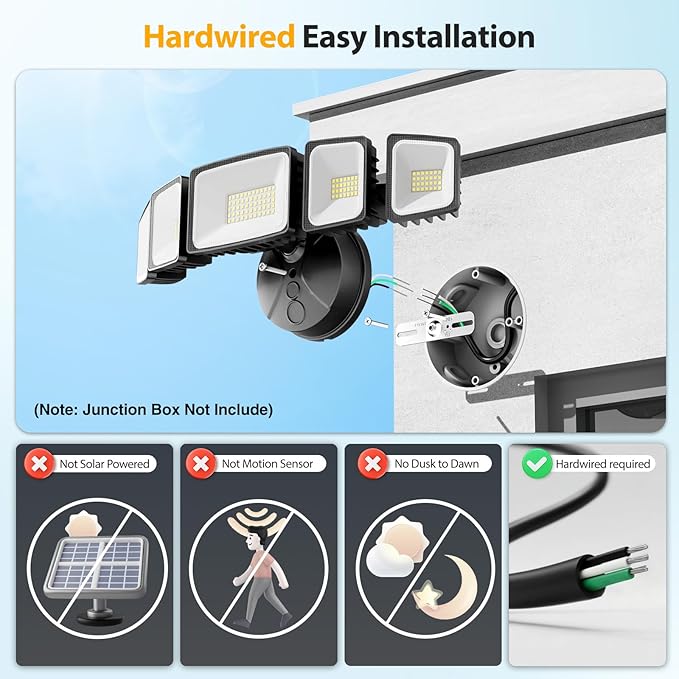 Onforu 150W LED Flood Lights Outdoor 15000LM Brightness Security Light Switch Controlled 6500K Outside Floodlight with 5 Adjustable Heads Waterproof Exterior Light for Yard Garage Patio