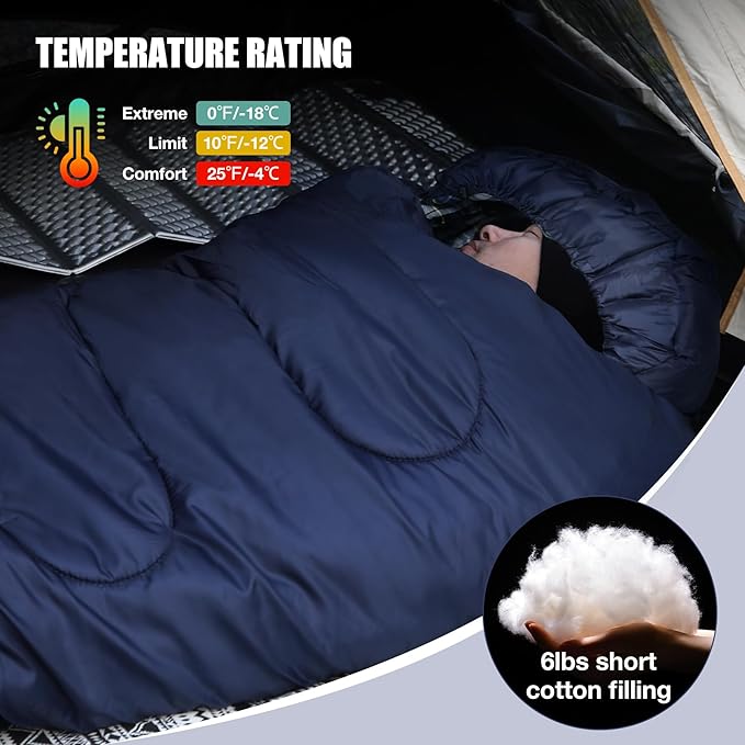 REDCAMP Flannel Sleeping Bag for Adults Comfortable Cotton Sleeping Bags for Camping with Detachable Hood Red/Grey/Blue/Black
