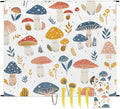 Waterproof Sandproof Beach Blanket 59''×68'' Autumn Mushroom Polyester Outdoor Picnic Blanket with 4 Stakes &amp Storage Bag for BeachCampingVacation White