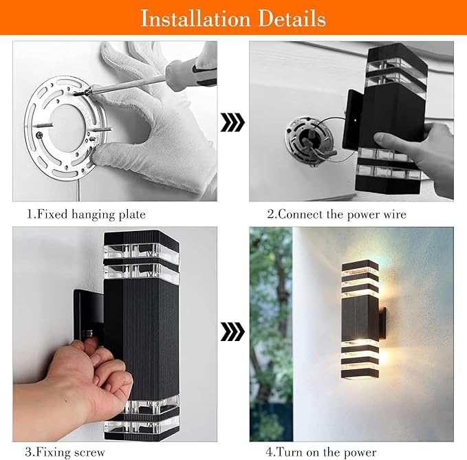 6 Pack Up and Down Wall Lights 14W IP65 3000K 1100LM Warm White Aluminum Outdoor Light Fixtures for Porch Patio Garage Waterproof