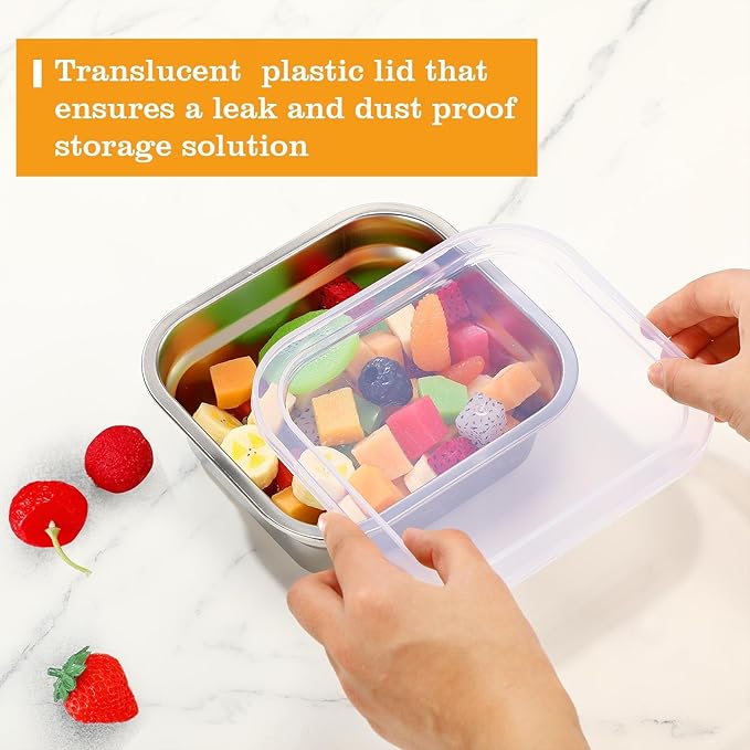 8 Pcs 1/6 Size Hotel Steam Table Pans with Lids Stainless Steel Food Containers and PP Plastic Covers Anti-clogging Steamer Pans for Buffet Catering Restaurant and Food Prep (2.5 Deep)
