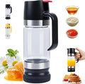 No-Drip Honey Dispenser Glass Honey Dispenser with Handle Press Type Bottom Outlet Design Easy One Hand Use Suitable for Honeys Coffee Syrup &amp Chocolate Sauce (Black-S)