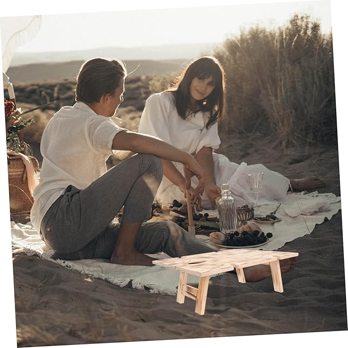 Totority Boho Folding Picnic Table Portable Outdoor Table Folding Camping Desk for Travel