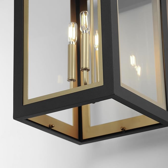 Maxim Lighting 30056CLBKGLD I Neoclass Collection 29 Inch Four Light Outdoor Wall Sconce I Black &amp Gold Finish I Modern Contemporary Light Fixture I