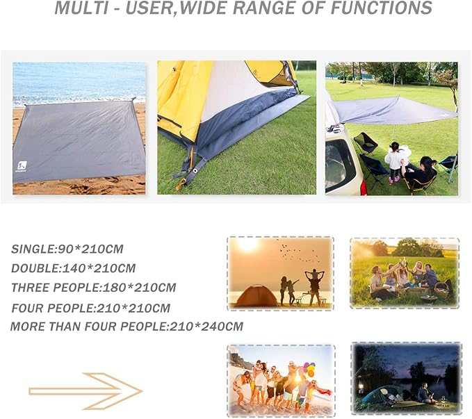 Hikeman Tent Footprint - Waterproof Camping Tarp Heavy Duty Tent Floor Saver Ultralight Ground Sheet Mat for Hiking Backpacking Hammock Beach - Storage Bag Included(XL-83”x83”)