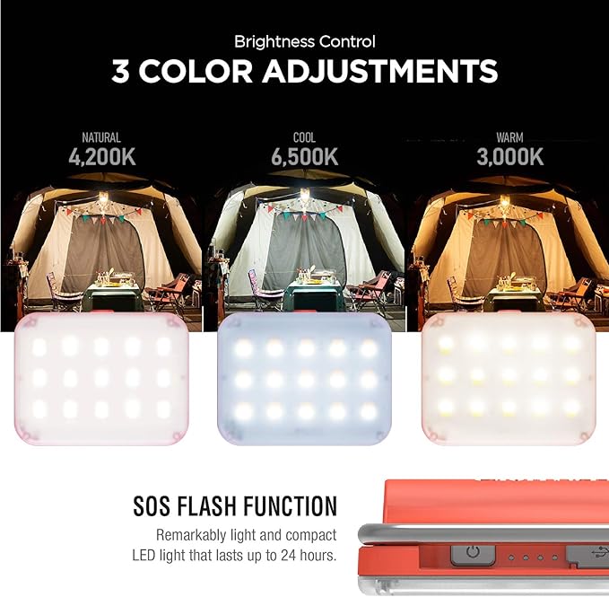 CLAYMORE Ultra Mini (Dark Gray) - Outdoor Rechargeable LED Light for Camping Tent Backpacking Emergency and Industrial Use. Waterproof Portable Lantern with USB-C Up to 24 Hours Battery Life.