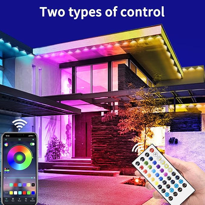 IP67 Waterproof Eave Light for House roof490ft RGB Outdoor Waterproof Eave Lightcan be Used for Halloween ChristmasHolidayPartyDaily Lighting Decoration（2 Rolls of 245ft）