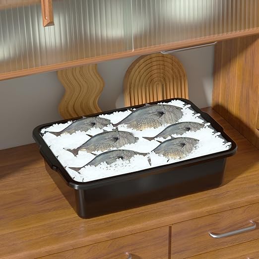 Sadstory 24 L Commercial Bus Tubs Plastic Bus Tub Box Large Black 6 Packs