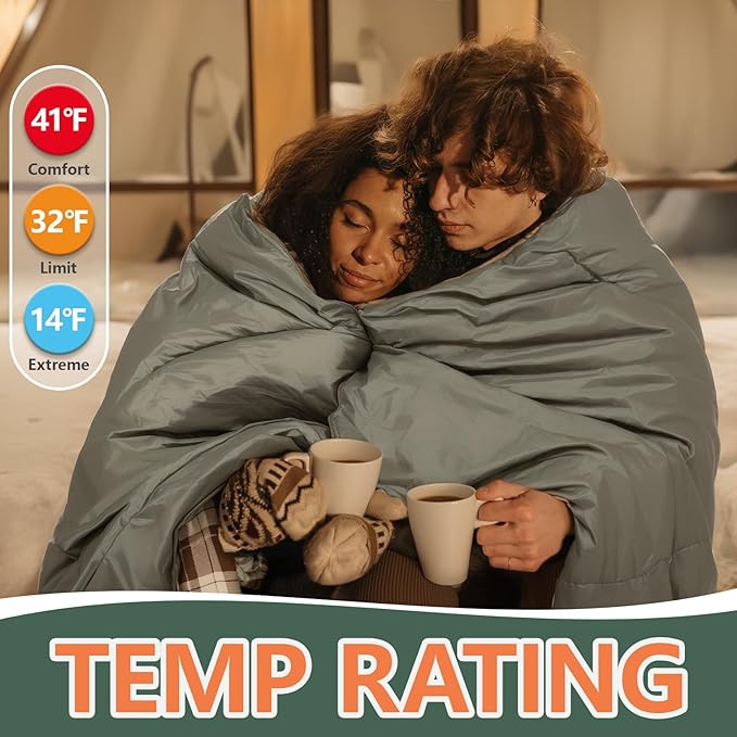 BISINNA Flannel XXL Sleeping bag (90.55x39.37) Wearable Sleeping Bag for Alults 3 Season with Pillow Compressdin Sack for Hiking Camping Backpacking Outdoor
