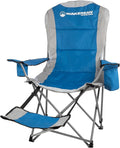 Camping Chair with Foot Rest - 300lb Capacity Beach Chair with Footrest Cupholder and Cooler Pouch - Portable Chair by Wakeman Outdoors (Blue)