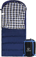 REDCAMP Flannel Sleeping Bag for Adults Comfortable Cotton Sleeping Bags for Camping with Detachable Hood Red/Grey/Blue/Black