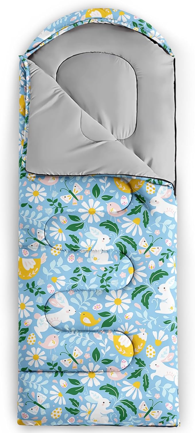 AILONEN Cute Frog Green Camping Sleeping BagLightweight &amp Waterproof3 Season Warm &amp Cool WeatherTravel Portable Compression with Compact Carrying Bag for Kids Girls Adults