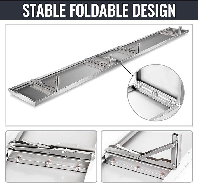 Concession Shelf 96L x 12W Inch Stainless Steel Drop Down Folding Serving Food Shelf Stand Serving for Concession Windows