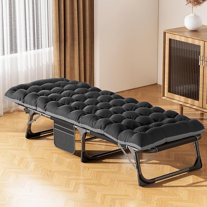 Slsy Folding Bed with Mattress Cot Size Foldable Guest Beds Hideaway Cot for Adults Portable Fold up Bed with Adjustable Positions for Home Office Indoor Outdoor