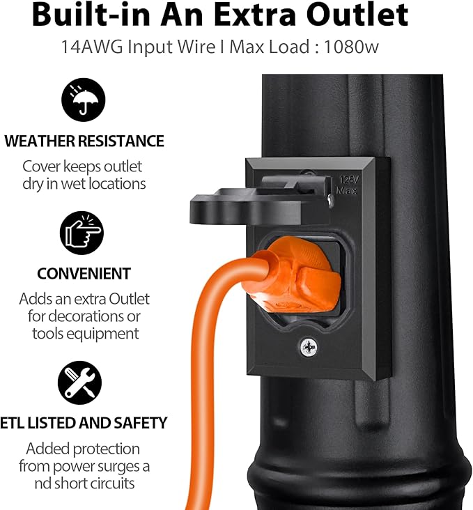 Dusk to Dawn Outdoor Lamp Post Lights with OutletDouble-Head Farmhouse Street Light FixtureAluminum Exterior Black Pole LightsWaterproof Lantern Lamp Outdoor Lighting for GardenPatioPathway
