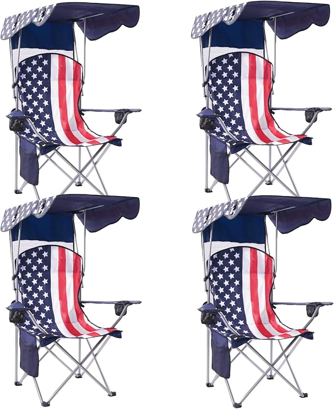 Amazing for less Folding Chair – Portable Outdoor Camping &amp Beach Chair (Flag (Shade) (4-Pack))