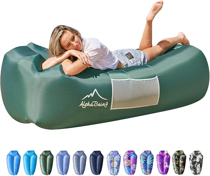 AlphaBeing Inflatable Lounger Beach Chair Accessories Air Sofa Hammock Inflatable Couch for Camping Backyard Lakeside with Compression Sacks Ideal Outdoor Gifts for Adults