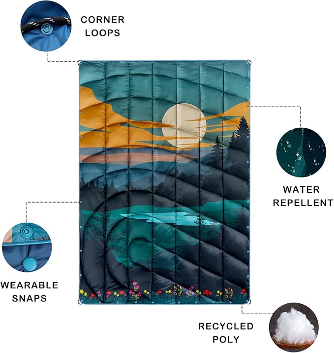 Camping BlanketLightweight Puffy Printed Camping Blanket Packable Outdoor Blanket for CampingTraveling Stadium Hiking Picnics