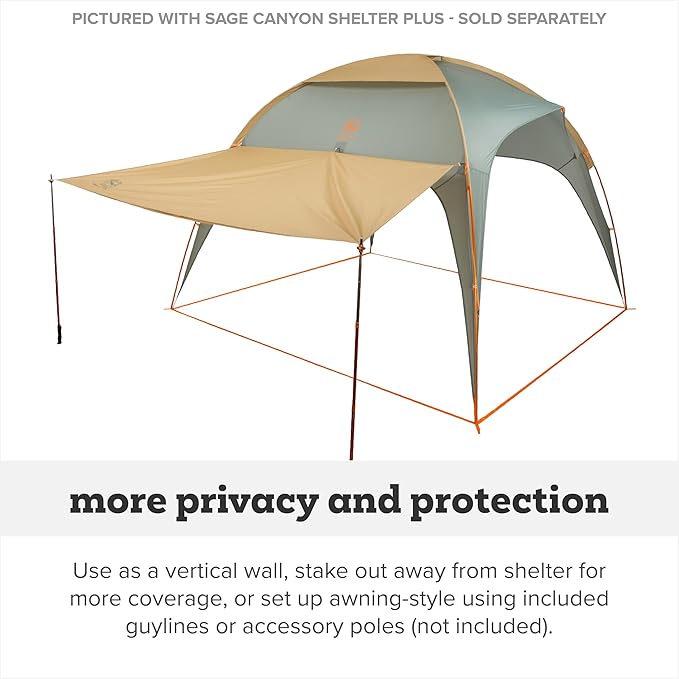 Big Agnes Sage Canyon Shelter Plus Accessory Wall - Camping Tent Accessories Pop Up Sun and Wind Shade Screen