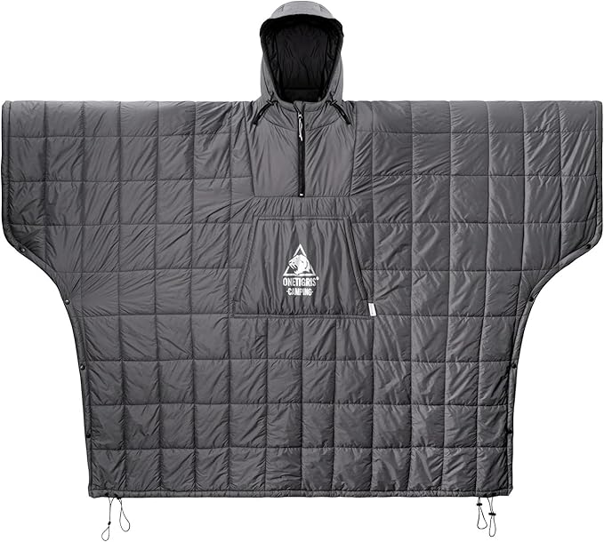 ONETIGRIS Camping Blanket Poncho with with Recycled Synthetic InsulationWearable Hoodie Blanket | Ultralight Water-Resistant Warm Camping Blanket for Outdoor Hiking Stadium
