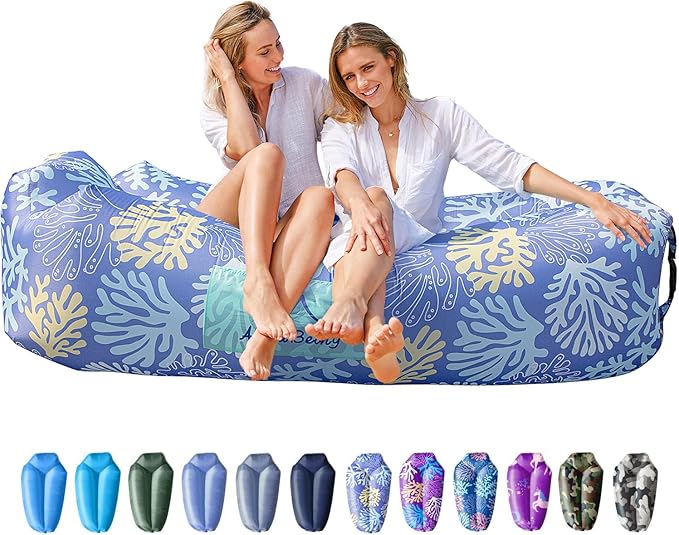 AlphaBeing Inflatable Lounger Beach Chair Accessories Air Sofa Hammock Inflatable Couch for Camping Backyard Lakeside with Compression Sacks Ideal Outdoor Gifts for Adults