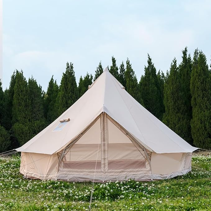 Oxford Bell Tent for Family Camping - Spacious 13.1ft /16.4ft Yurt with Stove Jack Large Glamping Tents for 4-8 People 4 Season Oxford Hot Tent Shelter