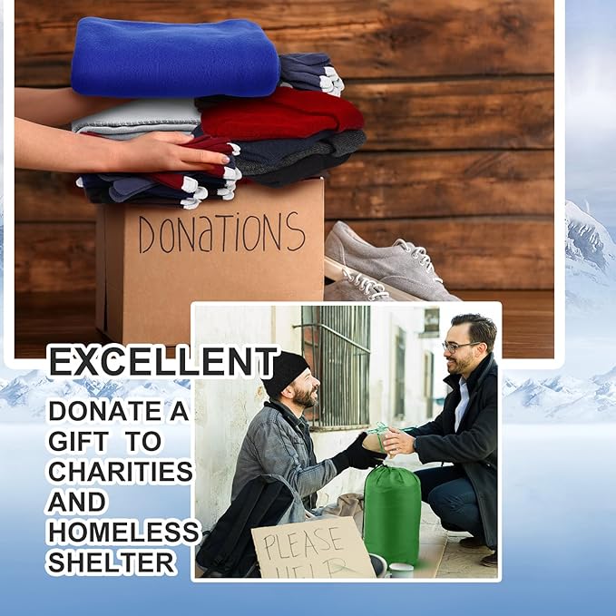 Tranqun 5 Packs Sleeping Bags for Homeless 5 Winter Beanies 5 Gloves Adults 0 Degree Camping Sleeping Bag Waterproof Lightweight for Donation Shelter