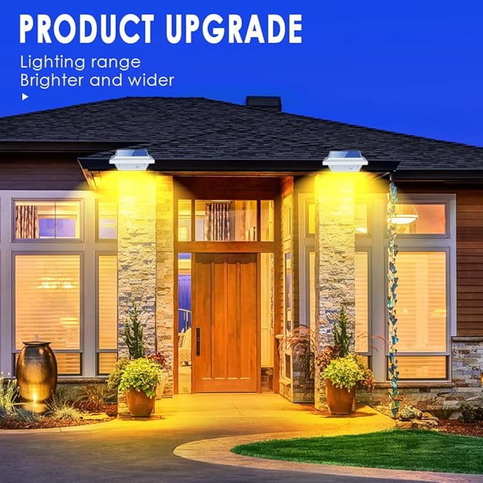 Gutter Lights 40 LEDs Solar Patio Decor Lights Deck Lights Outdoor Waterproof Fence Lights for Wall Backyard Porch Patio PoolStep Stairs Yard Garden Pathway (2Pack_WhiteWarm White Light)