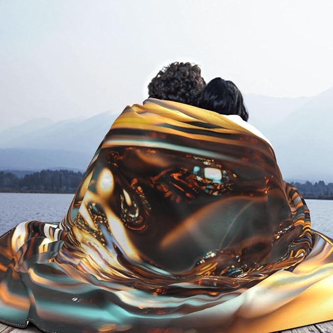 Liquid Metal Swirl Soft Fleece Blanket 60 * 50 inch Soft Sofa Blanket Suitable for Sofa Camping Travel Night Cover Blanket