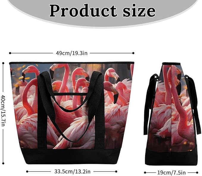 Insulated Shopping BagLarge Reusable Cooler Bags Flamingos Partying Printed Foldable Shopping BagTravel Waterproof Shoulder Bag