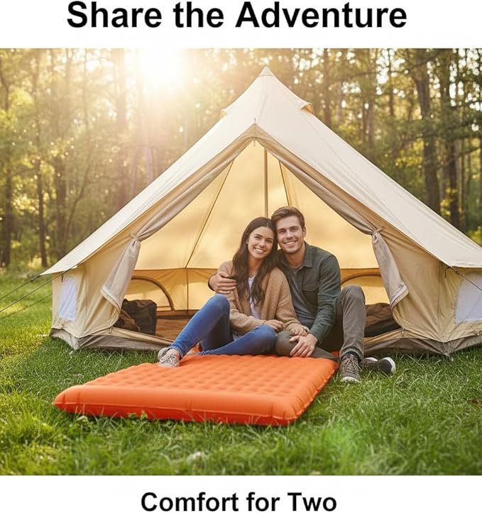 HI FINE CARE Double Camping Sleeping Pad 2 Percon Ultralight Camping Mat with Pillow Built-in Foot Pump Inflatable Sleeping Pads Compact for Hiking Traveling Tent
