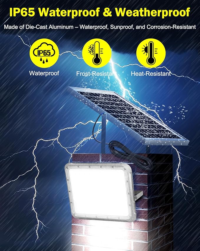 Solar Lights Outdoor Waterproof - Security Lights for Outside with Remote ControlUltra Bright High Lumens Aluminum Solar Powered Flood Lights Dusk to Dawn for Patio Yard (15000MAH)
