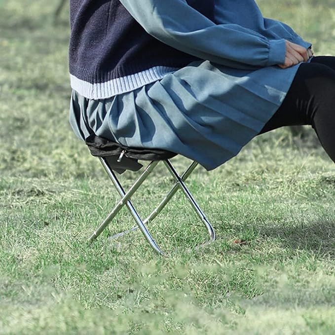 Portable Folding Camping Chair with Stainless Steel Frame Easy to Assemble Outdoor Lawn Chair Backpacking Chair for Sports Beach Hiking and Travel - Black