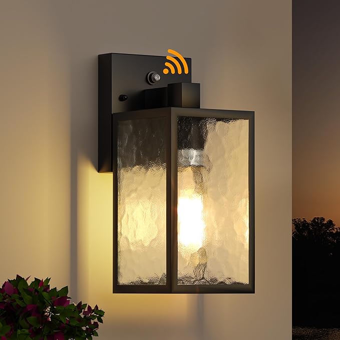 WIHTU Dusk to Dawn Outdoor Lighting Fixtures Black Exterior Front Porch Light Sensor Wall Sconce Lamp Waterproof Wall Lantern Anti Rust Outside Coach Lights for House Doorway Garage