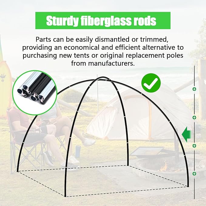 2PCSX14.4Feet Length(4.4)Tent PoleKids Tent Replacement Poles for Kids  8mm Hiking and Camping TarpSuitable for All Kinds of Outdoor Camping Tent11 Poles Included (2PCSX14.4 Feet Length)