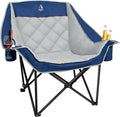 Oversized XL Camping Chair for Adults Heavy Duty | 450LBS Support Padded Folding Lawn Chairs with Side Pocket Cup Holder Cooling Bag for Outdoor Sports Garden Beach Fishing