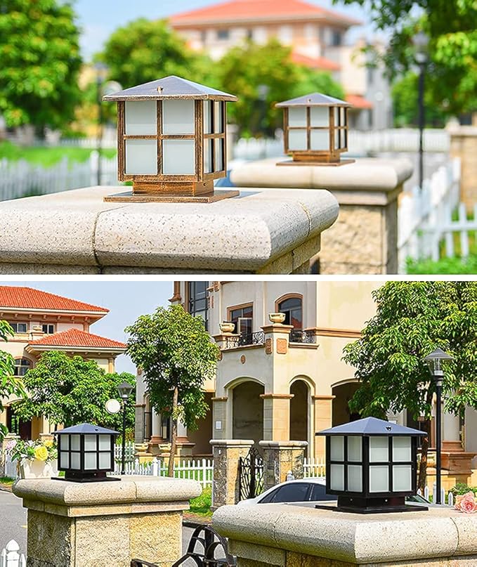 SLAWA Outdoor Post Lights Fixture Modern Yard Entry Outdoor Column Lights with Aluminum Housing Patio Pillar Lights Outdoor with Tempered Glass IP65 Waterproof