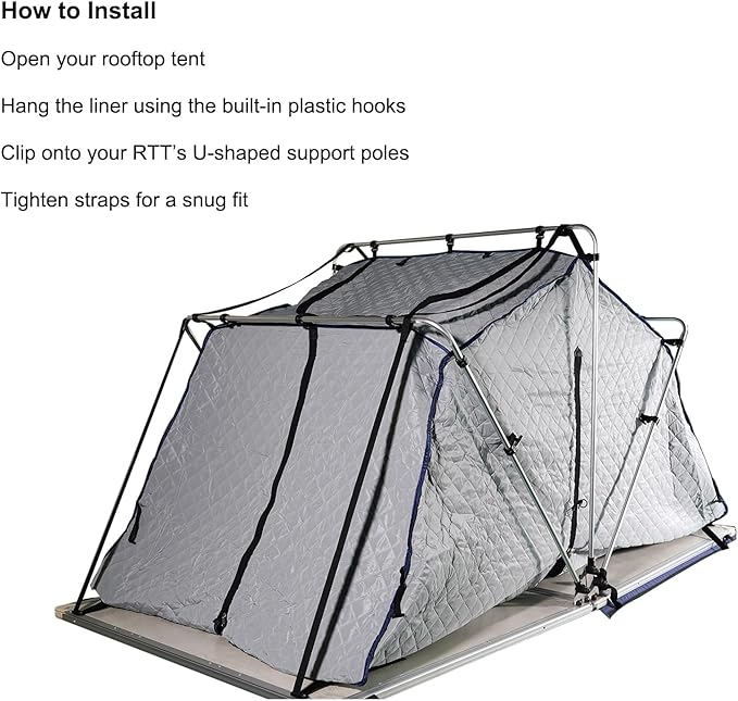 Winter Insulation Liner for Soft Roof Top Tent – 3-Layer 210D Polyester + Cotton Liner – Multiple Please Select Size Option Before You Order.