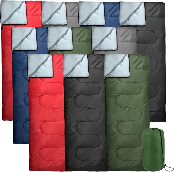 Bulk 10 Pack Envelope Sleeping Bags 4 Seasons Warm or Cold Lightweight Indoor Outdoor Sleeping Bags for Adults Backpacking Camping