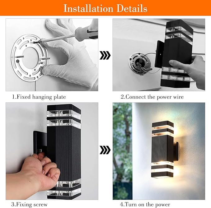 Outdoor Light FixtureModern Outdoor Wall LightBlack Exterior Wall SconceWaterproof Outside Porch Lights For HouseGarageInclude 2*7W Led Bulbs 12.8 Inches 2-Tier Front Porch Light 2 Packs