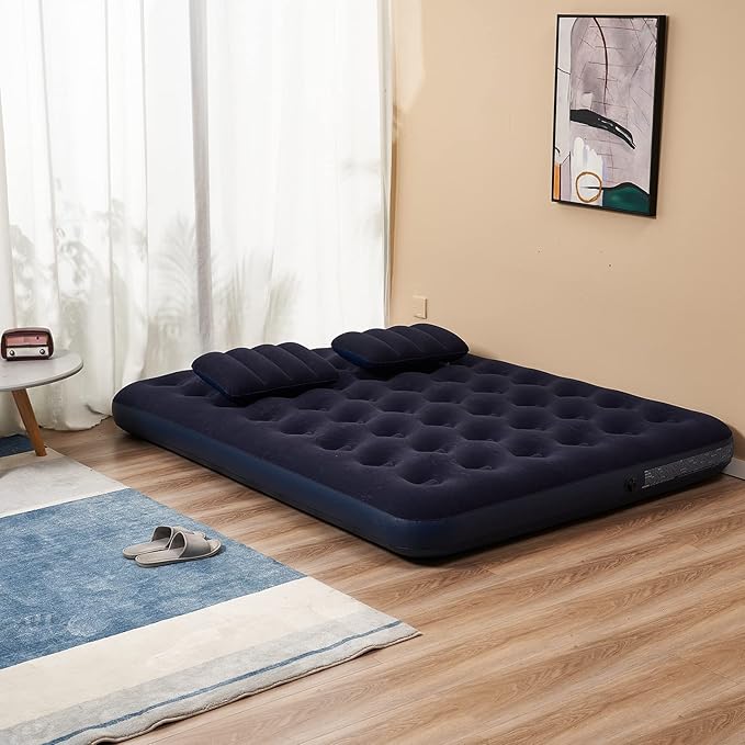 DIMAR GARDEN Queen Size Camping Air Mattress Inflatable Bed with PillowInclude Hand Pump