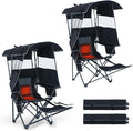CDEN Heated Canopy Chair with Battery Heated Camping Chair with Footrest Umbrella Chairs Foldable With Detachable Footrest Cooler Bag Cup Holder Side Pocket Power Bank Included (2 Pack Black)