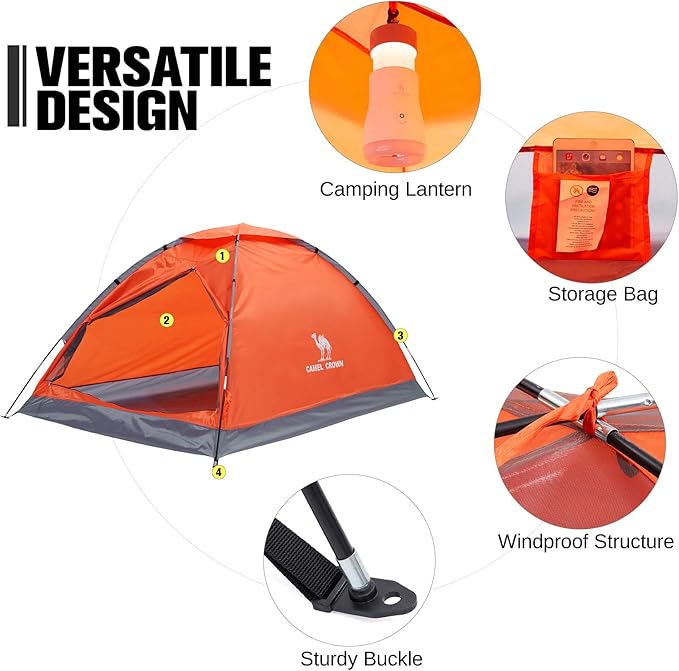 CAMEL CROWN Tents for Camping 2/3/4/5 Person Camping Dome Tent WaterproofSpacious Lightweight Portable Backpacking Tent for Outdoor Camping/Hiking