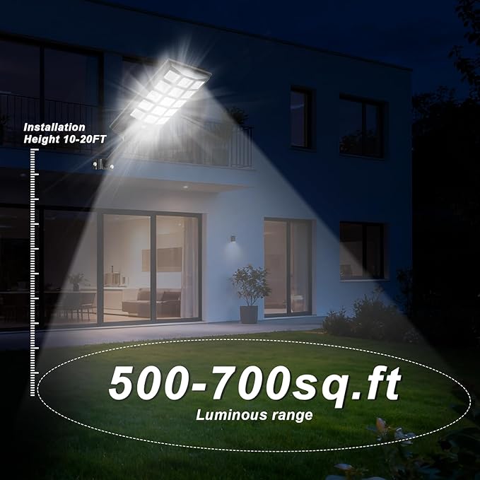Jercoda Solar Lights Outdoor Waterproof 6500K Dusk to Dawn Solar Street Light Motion Sensor with Remote Solar Powered LED Security Flood Light for Outside Garden Yard Parking Lot Pathway 4PACK