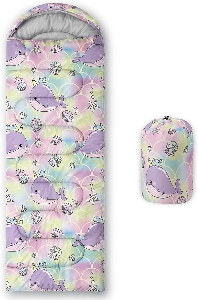 Kids Sleeping Bag for Boys GirlsBlue Ripples Print-Lightweight Warm Portable Outdoor Indoor-Waterproof Cold Weather Resistant Sleeping Bag for Camping Hiking