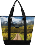 Insulated Shopping BagLarge Reusable Cooler Bags Countryside Road Printed Foldable Shopping BagTravel Waterproof Shoulder Bag