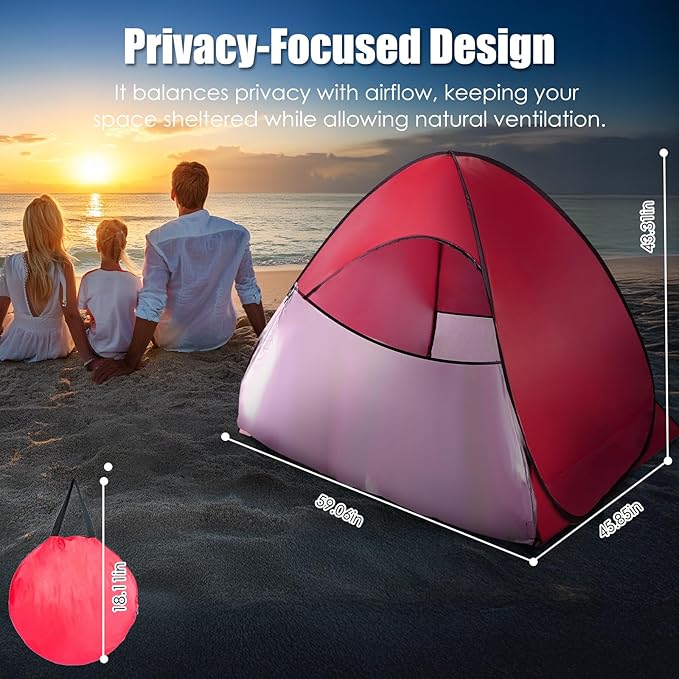 Pop Up Beach Tent Sun Shelter for 2-3 Person Sun Shelter with UPF 50+ &amp Lightweight Portable Beach Tent Easy Pop Up for Outdoor Camping Fishing