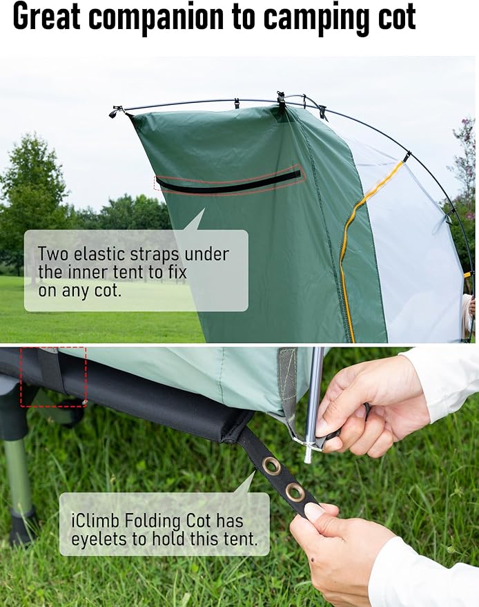 iClimb Ultralight 4 Season Solo Tent Waterproof with Snow Skirt Rainfly Ground/Off The Ground Tent for Backpacking Camping Hiking Trekking Mountaineering